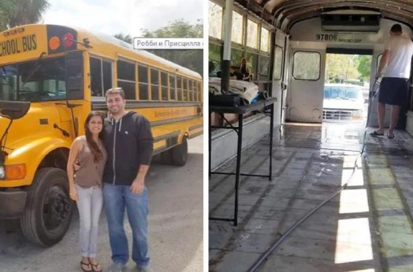  The couple converted a school bus into a very nice and comfy motorhome for a year
