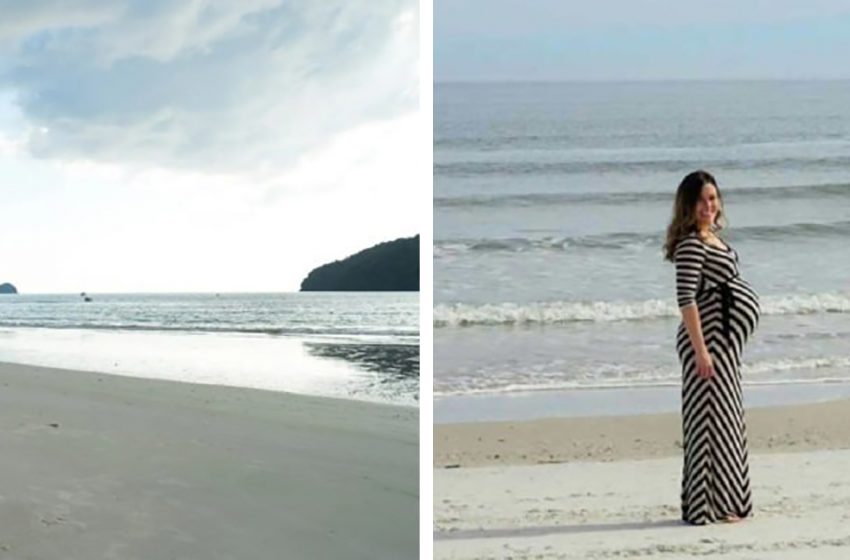  When a husband asked his pregnant wife to take a picture near the ocean, they were shocked to discover what was in the backdrop