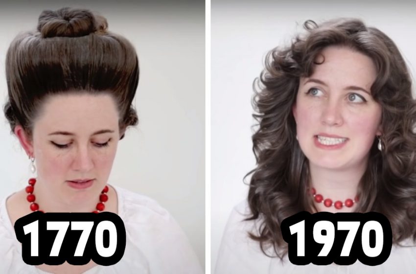  The girl showed how women’s hairstyles changed from decade to decade for 500 years