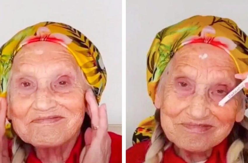  False eyelashes, hair and bright lipstick: the stylist created a youthful image of grandmother