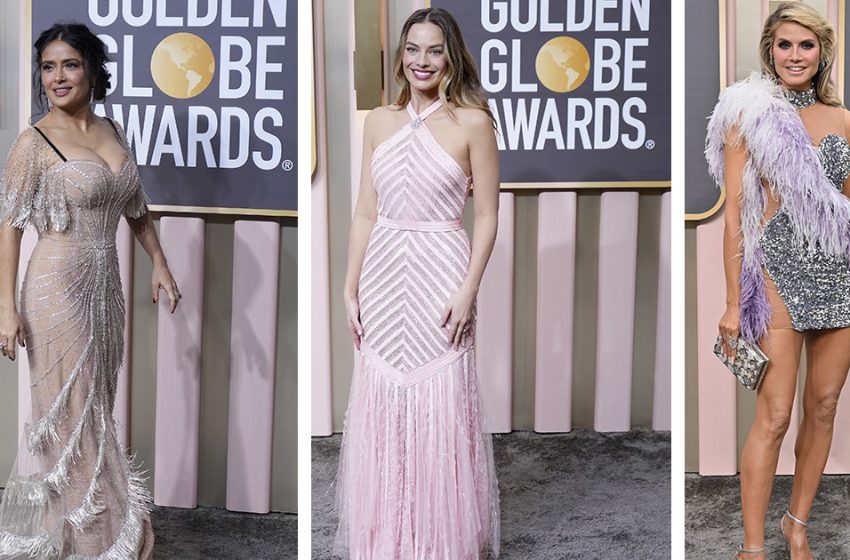  “Salma Hayek’s Nude Outfit and Margot Robbie’s Candy Dress: What Stars Wore to the Golden Globes 2023