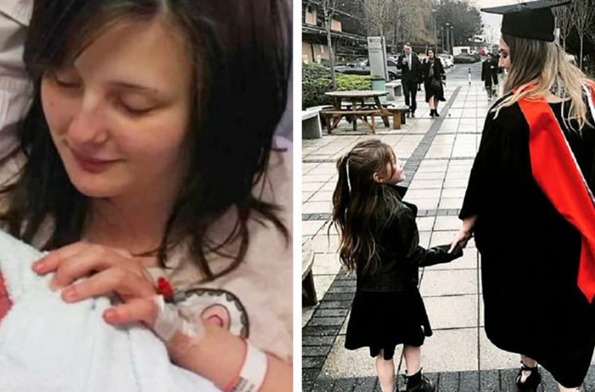  Teenage girl gave birth at age 14 and graduated from college holding her daughter’s hand