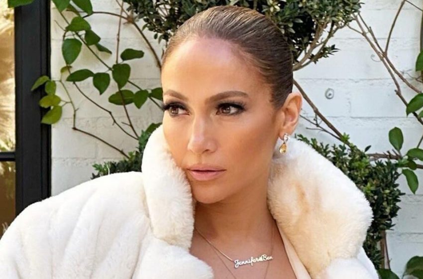  “Sexy Rebel Bride.” Jennifer Lopez stunned fans in a translucent wedding dress