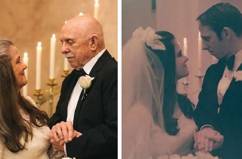  It’s very touching. The couple celebrated the “Golden Wedding” by repeating the pictures of the past