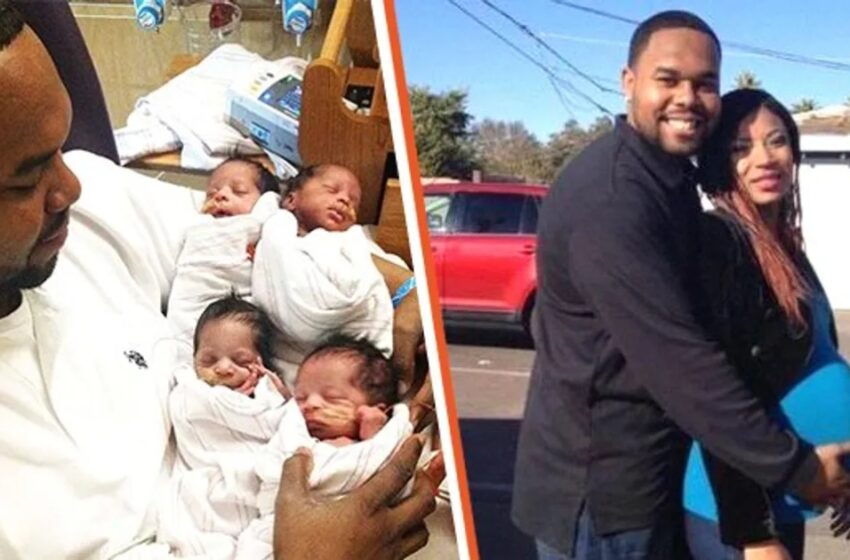 Last Kiss Before Child Delievery: A Man Lost His Wife And Became a Single Dad To Quadruplets!