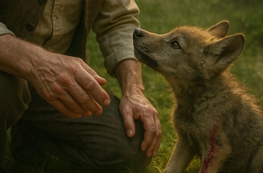  Sužeistas vilkiukas maldavo pagalbos, ateidamas tiesiai pas pensininką. Tai, ką padarė šis vyras, privers jus pravirkti…