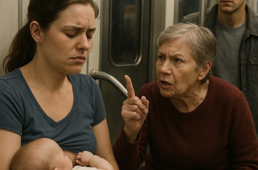  Jauna mama maitino kūdikį metro. Vyresnė moteris surengė skandalą, bet tada įsikišo vaikinas – ir visi nurimo…